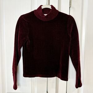 Zara Burgundy Velvet Turtleneck Sweater